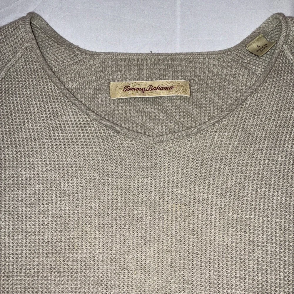 Tommy Bahama Light Weight‎ Knit All Season Sweater Men’s Size L Beige Beach Wear